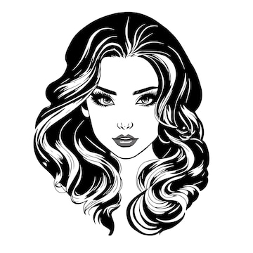 Premium Vector Black And White Female Portrait Beautiful Elegant