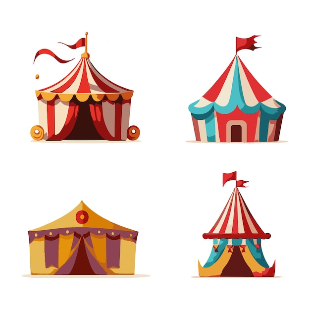 Premium Vector Circus Tents And Carnival Tents Set Clip Art Library