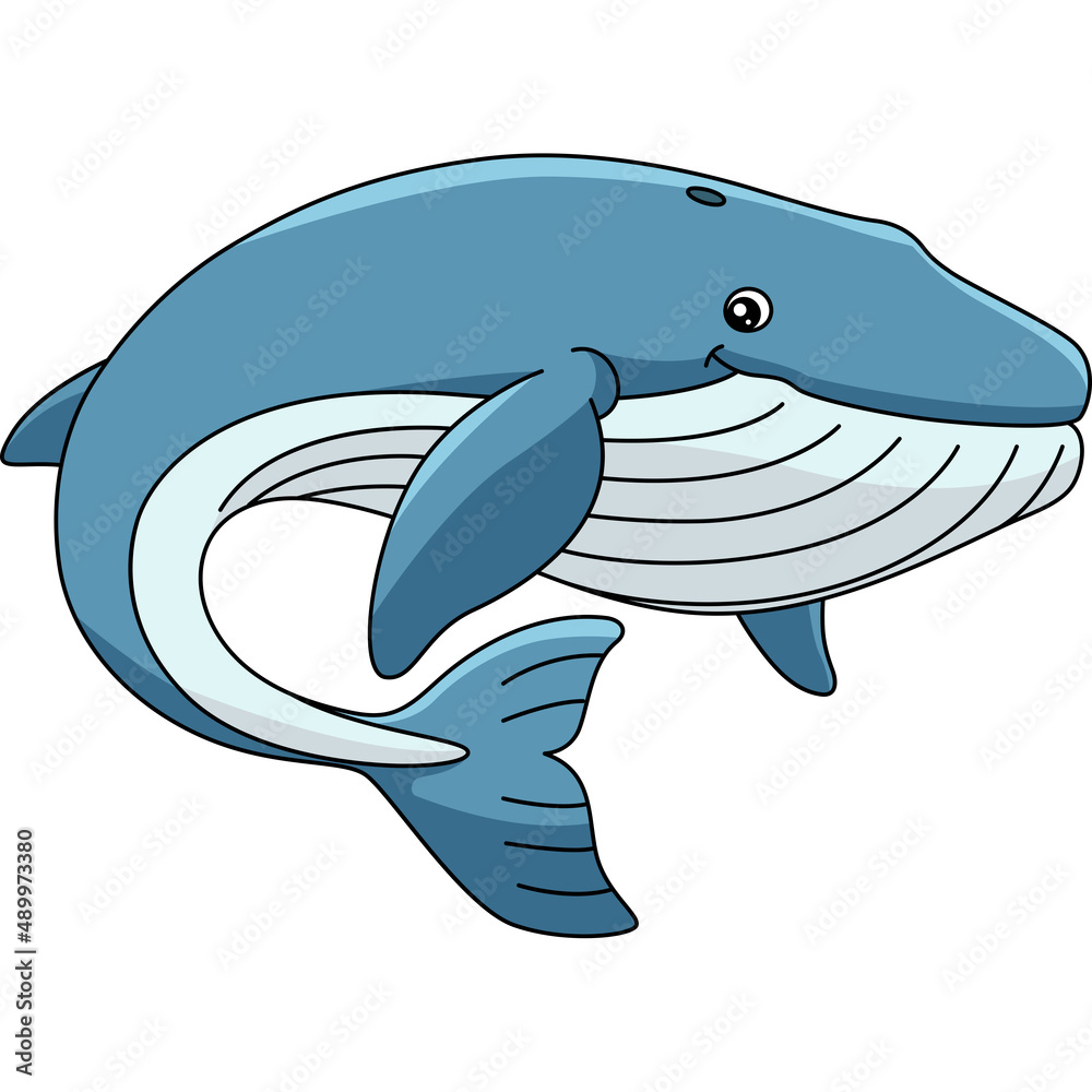 Blue Whale Cartoon Colored Clipart Illustration Stock Vektorgrafik