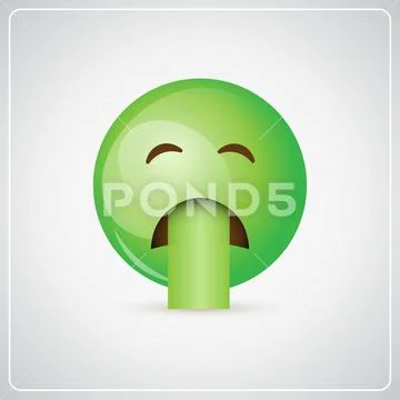 Green Cartoon Face Sick Feeling Bad People Emotion Icon Clip Art