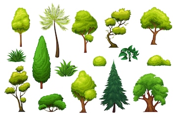 Premium Vector Trees And Bushes Icons For Design Landscape Park