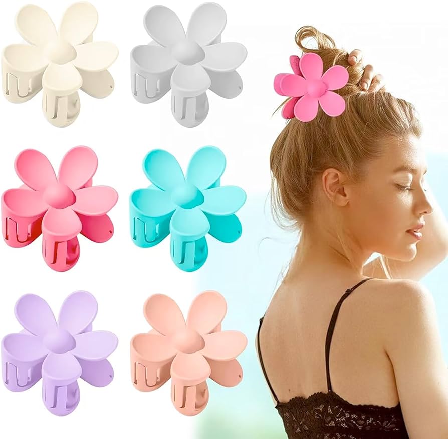 Pack Of Matte Flower Hair Clips Flower Shape Non Slip Hair Clips