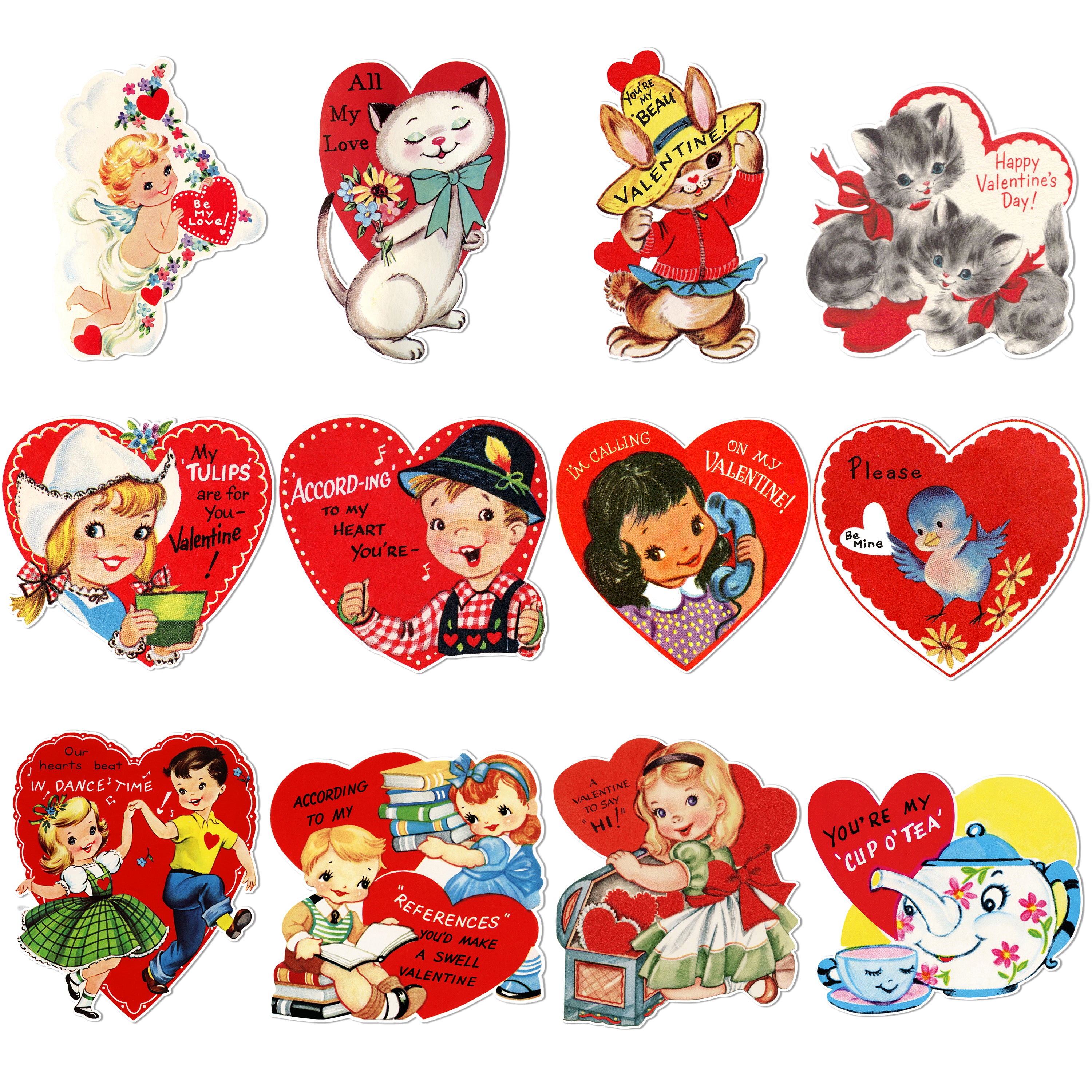 K Tpde Pcs Vintage Valentines Day Cutouts Retro Valentine Cut Outs