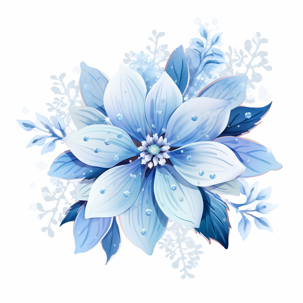 One Winter Flower Clipart Spreading Frost Ice White Background Q