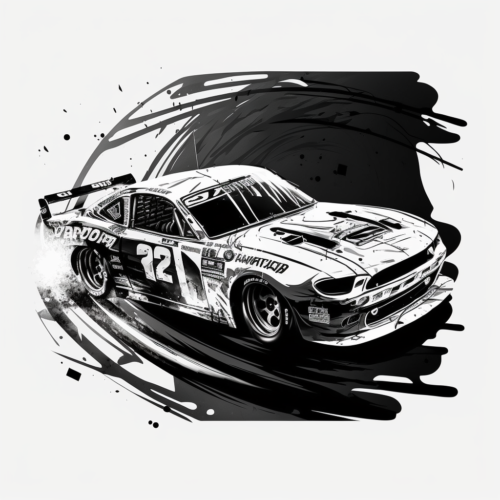 Nascar Style Racing Car Racing Down Black And White Clipart White