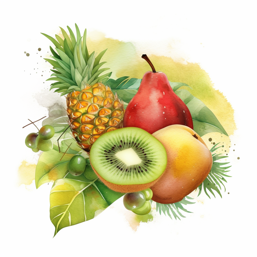 Illustrate A Watercolor Clipart Image Of A Single Kiwi Fruit Set