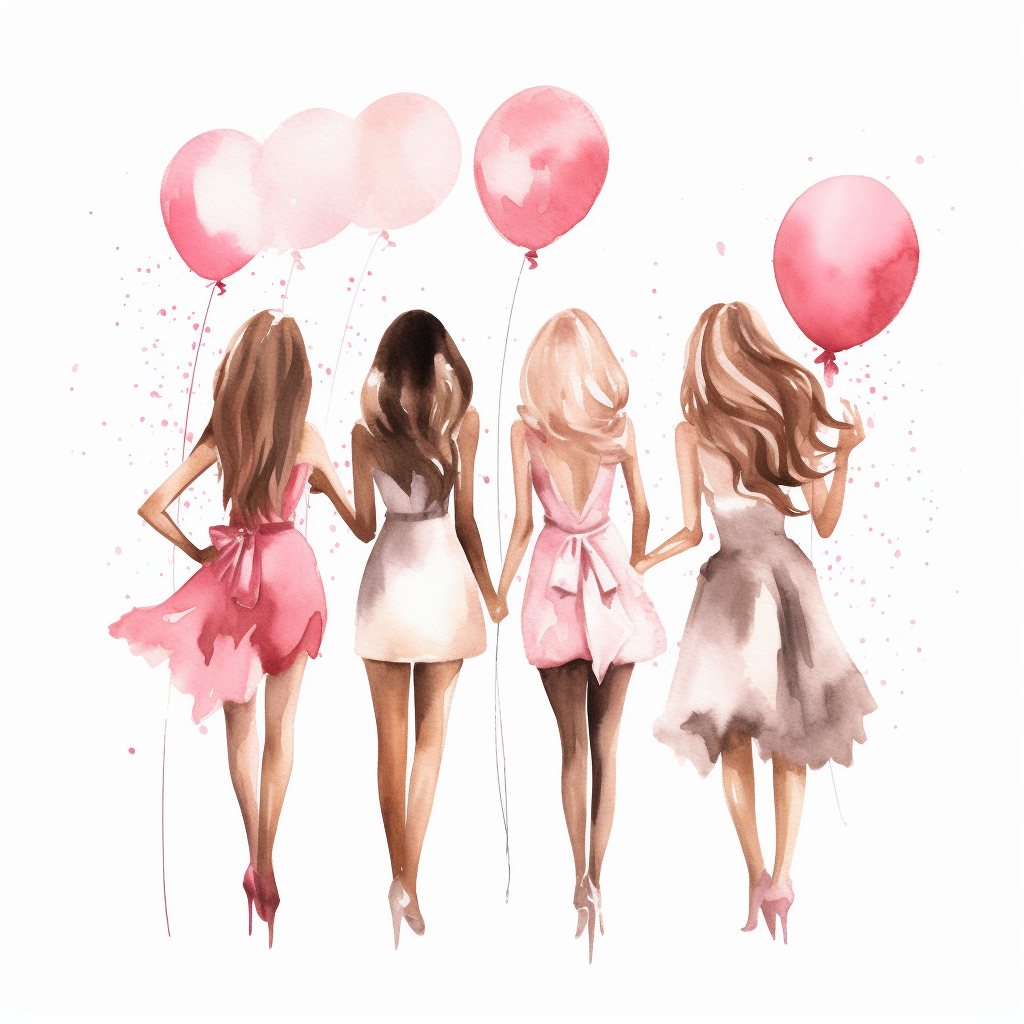 Watercolor Bachelorette Party Clipart Isolated Background Clip Art