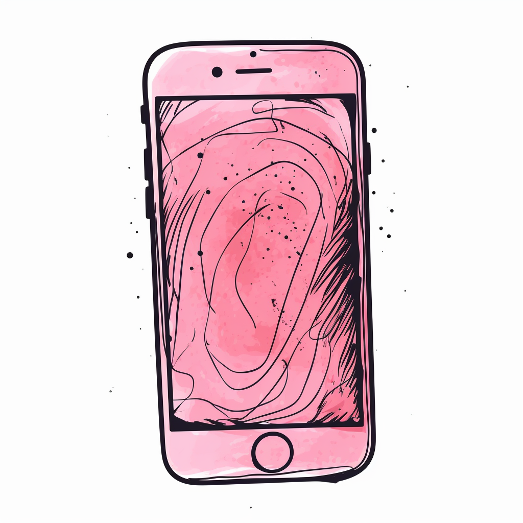 Pink Drawing Of A Iphone Clipart Style Symbolizing Technology Clip