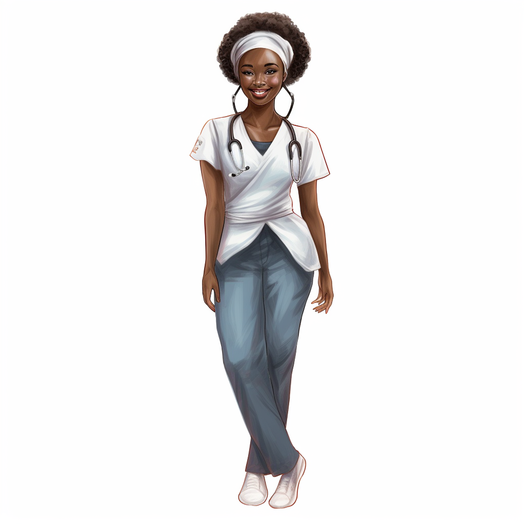 Single Black Woman Nurse Watercolor Clipart Full Body Clip Art Library