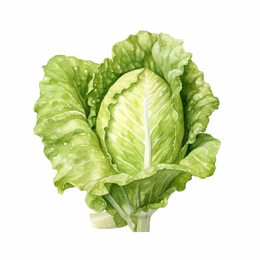 Watercolor Clipart Romaine Lettuce Highly Detailed Realistic Clip