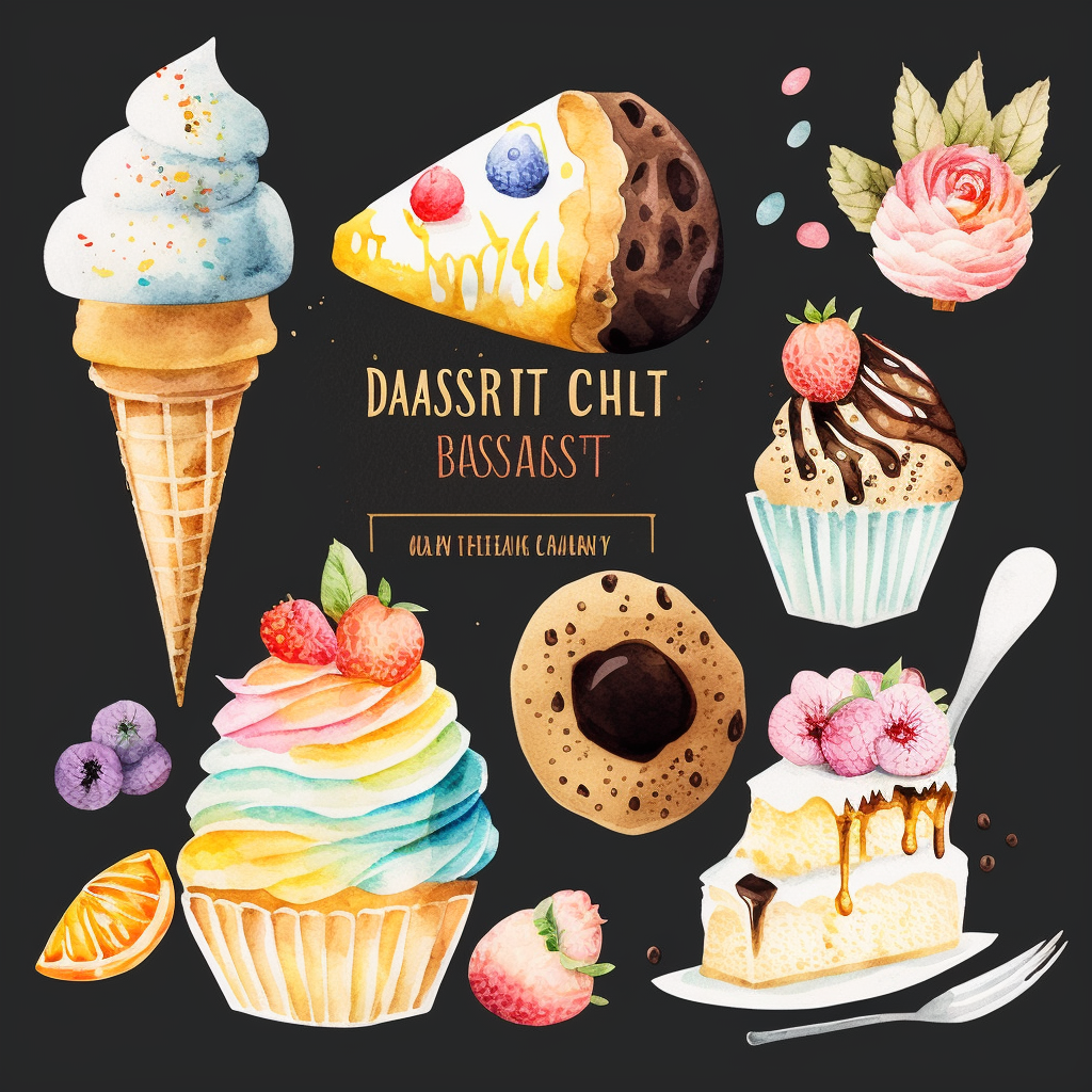 Dessert Watercolour Clipart With Black Background Clip Art Library