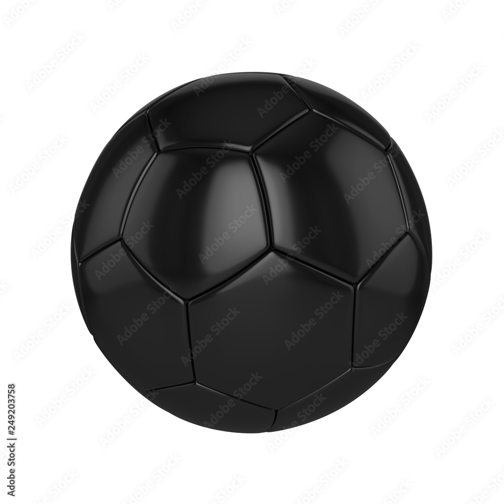 Football ball realistic 3d raster illustration. Black soccer ball ...