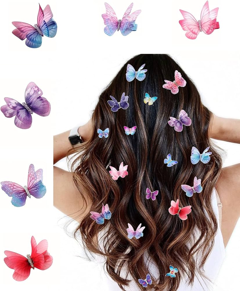 Seedware - 6 Pcs Butterfly Hair Clips Glitter ,Hair Claw Clips ...