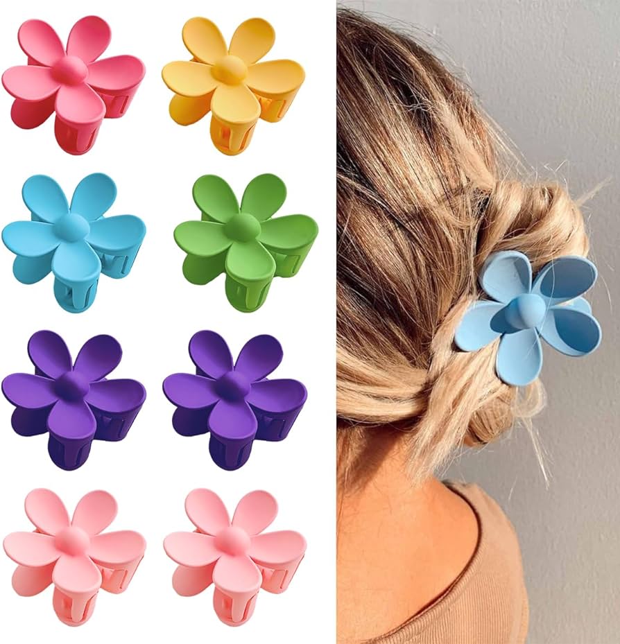 Pack of 8 Flower Hair Clips, Matte Flower Hair Clip, Non-Slip Flower ...