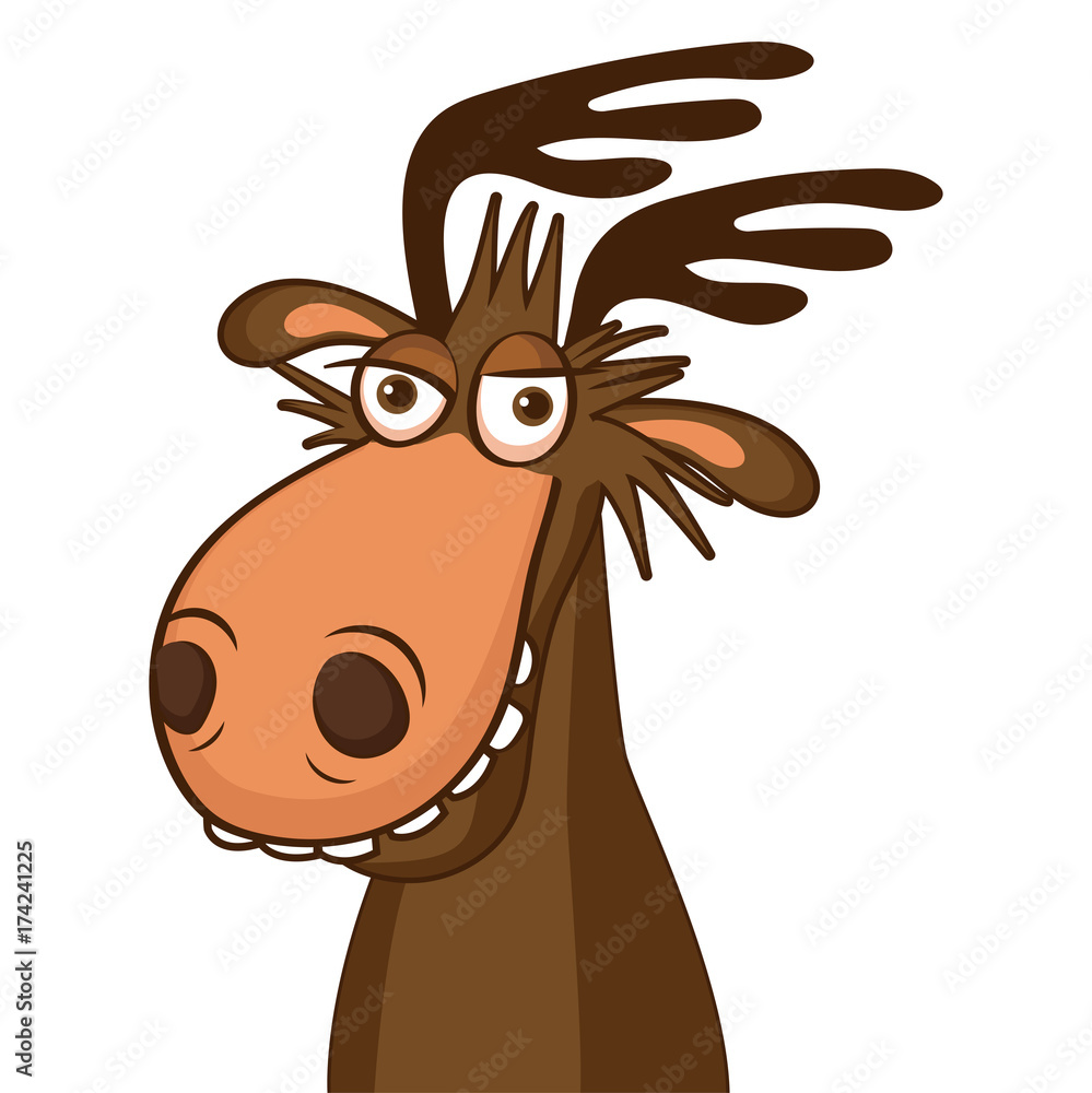 Moose Face Picture Cartoon Smile Deer Vector Image On White Clip Art Library 