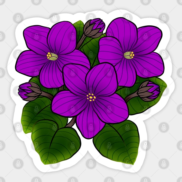 Purple African Violets in White - African Violets - Sticker ... - Clip ...