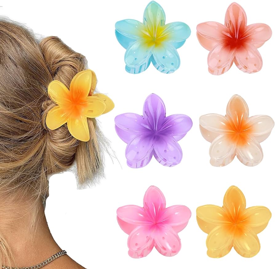 ZoneYan Flower Hair Clips, Large, Pack of 6 Flower Hair Clips for Thick ...