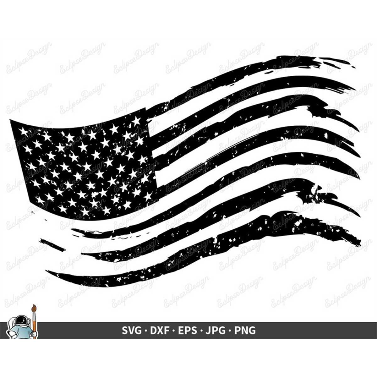 American Flag SVG Distressed USA Clip Art Cut File Silhouet ... - Clip ...