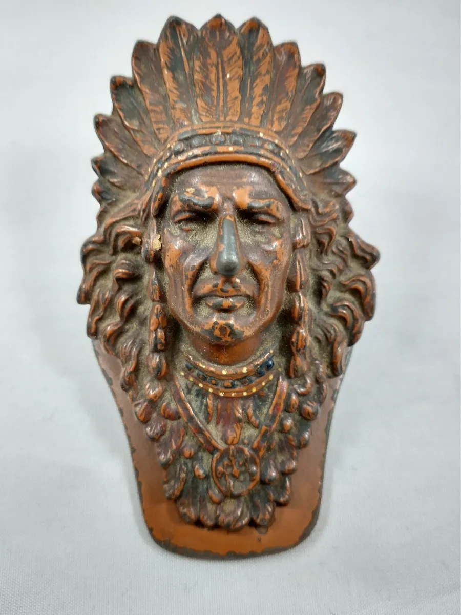 VINTAGE Judd Cast Iron Native American Indian Chief Paper Weight ...