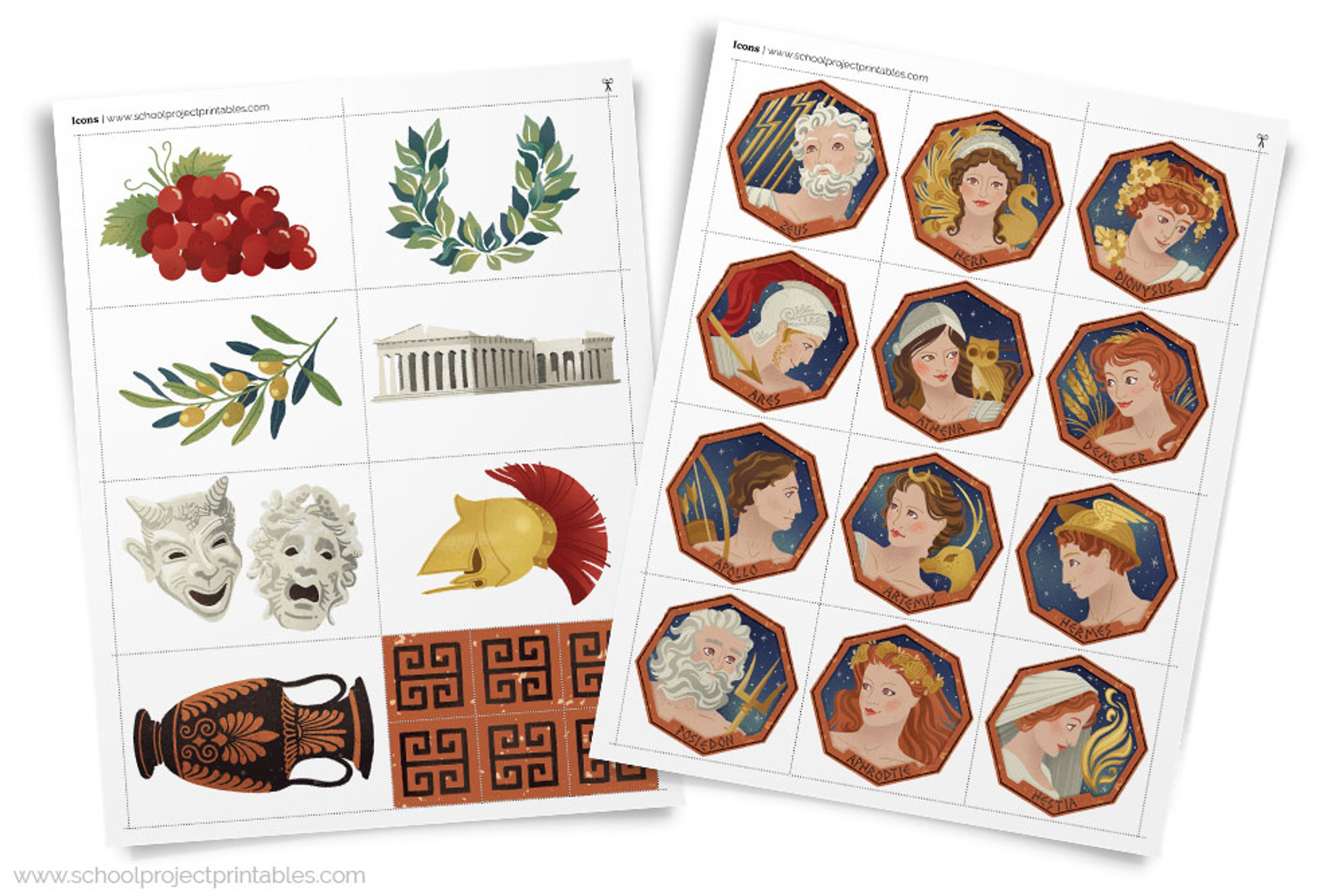 Ancient Greek Gods Clip Art Icon Symbols Set - Clip Art Library