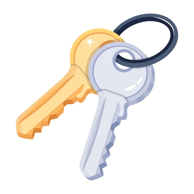 Premium Vector | A cartoon of a set of keys with a black ring on it ...