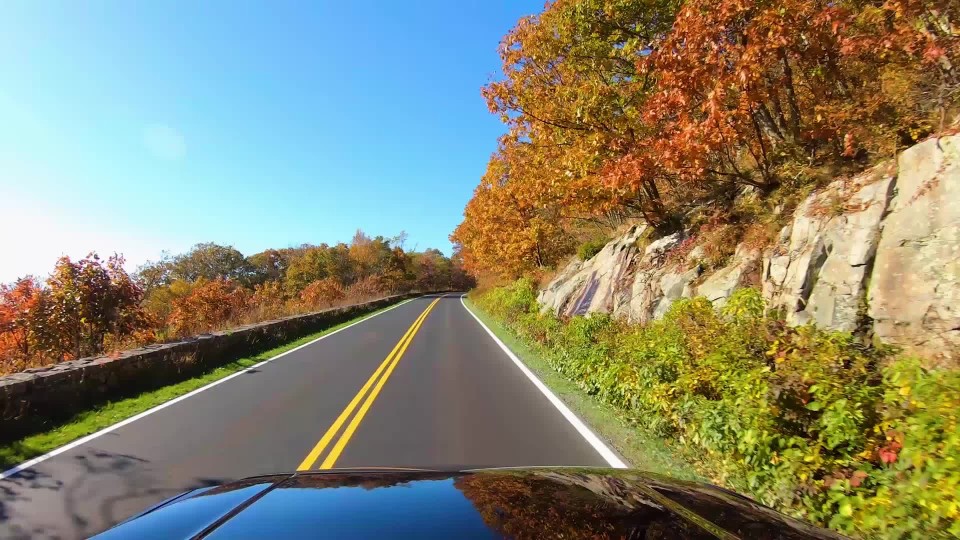 Car Point Of View Driving Through Country Roads In The Fall On A Clip Art Library