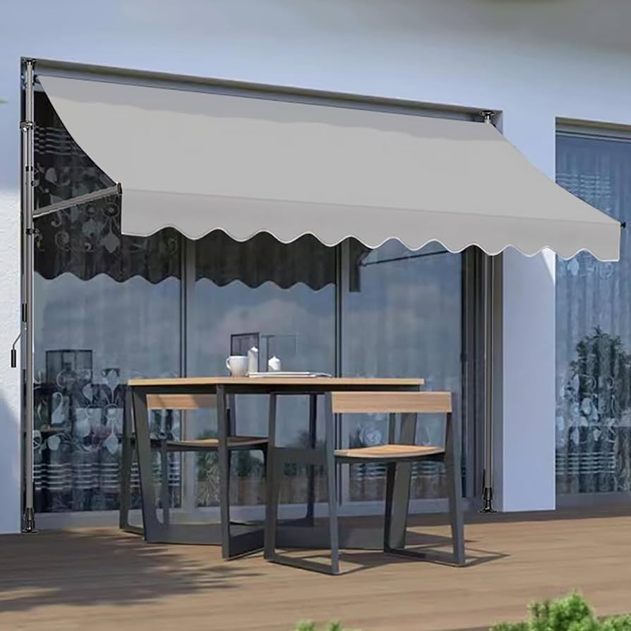 Balcony Awning without Drilling, Clamp Awning with Hand Crank, Balcony ...