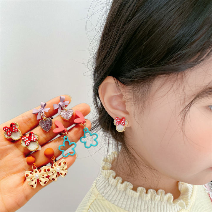 Childrens Accessories Korean Baby Cute Earrings Girls Anti-Pain Ear ...