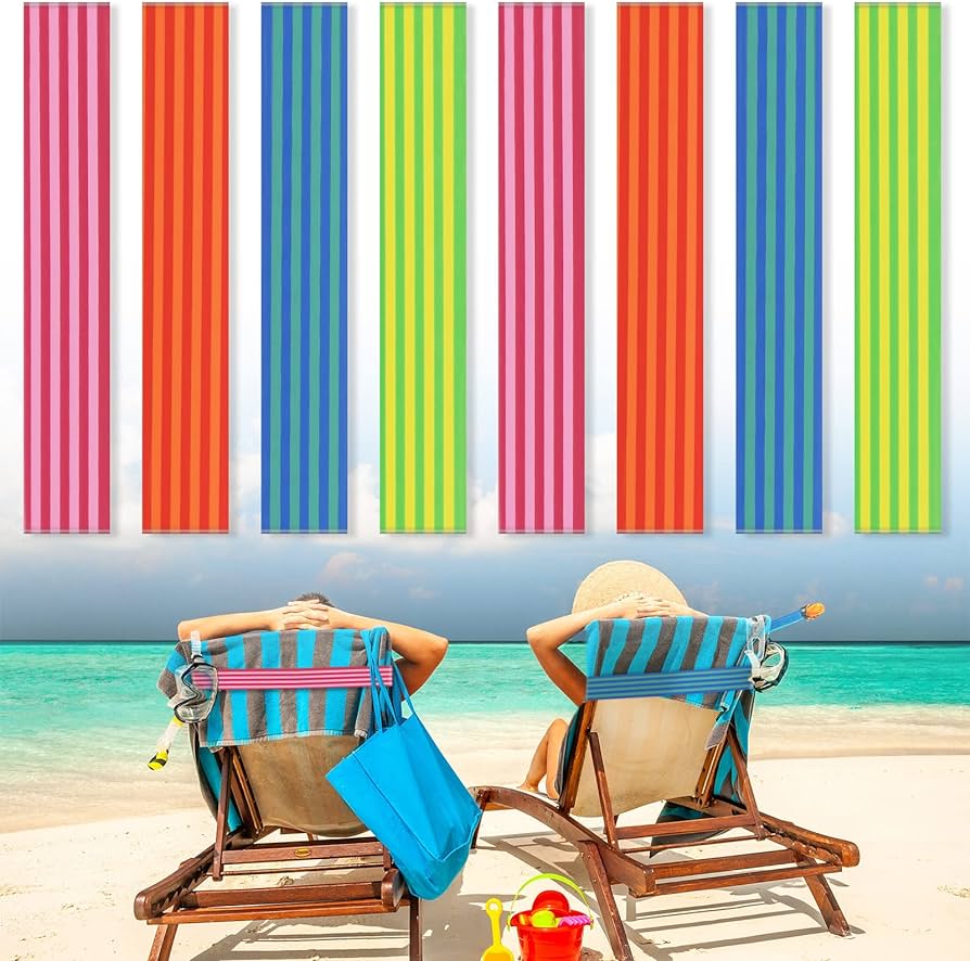 Pack of 8 Towel Straps for Beach Chairs, Towel Clips for Pool Chairs ...