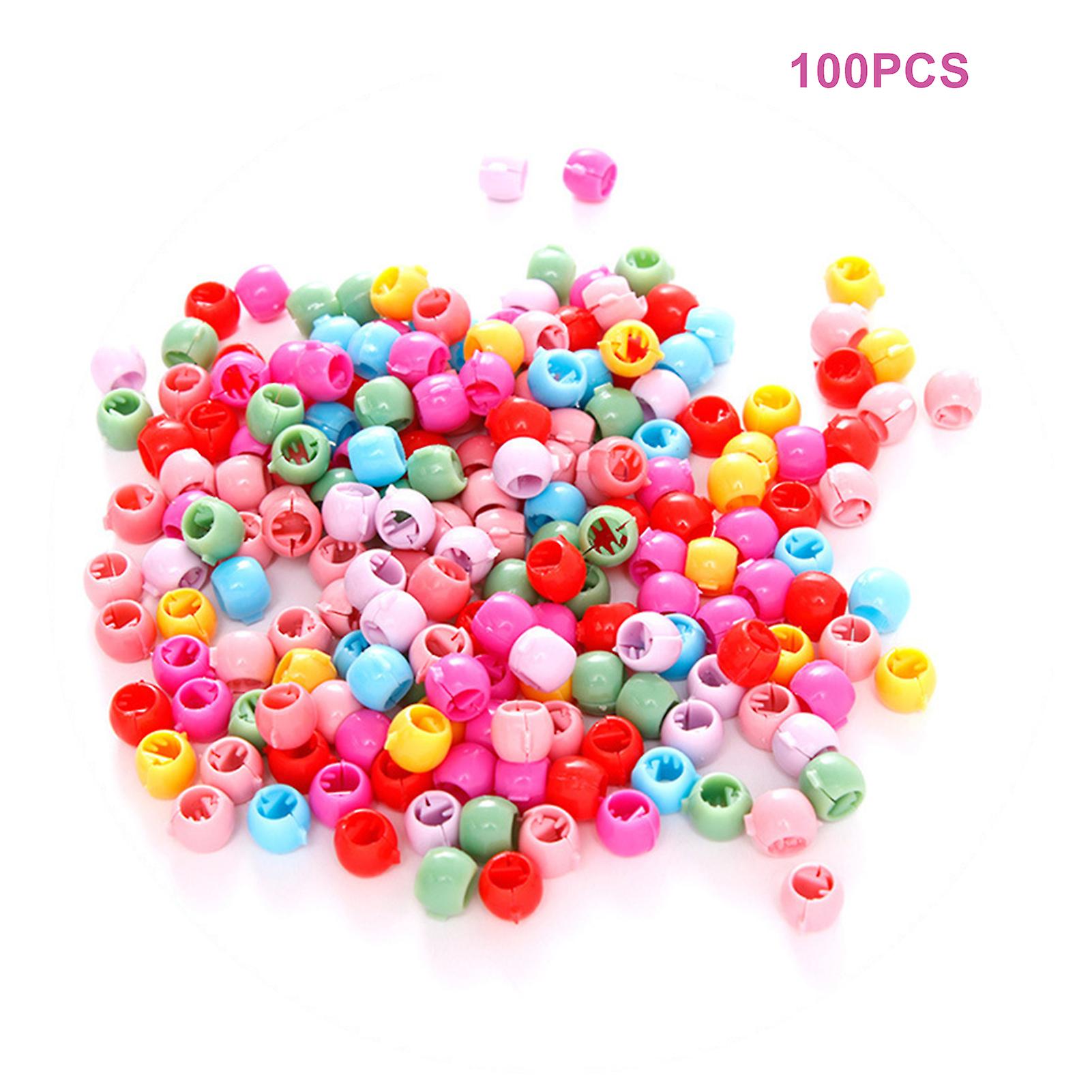 100pcs Women Girl Candy Color Rainbow Beads Mini Hair Clip Durable ...