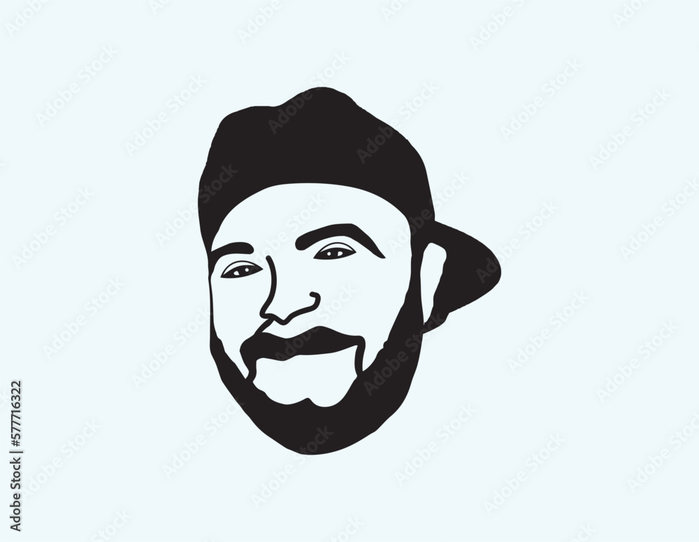 Men beard style hip hop logo. laughing. bearded man face clip art ...