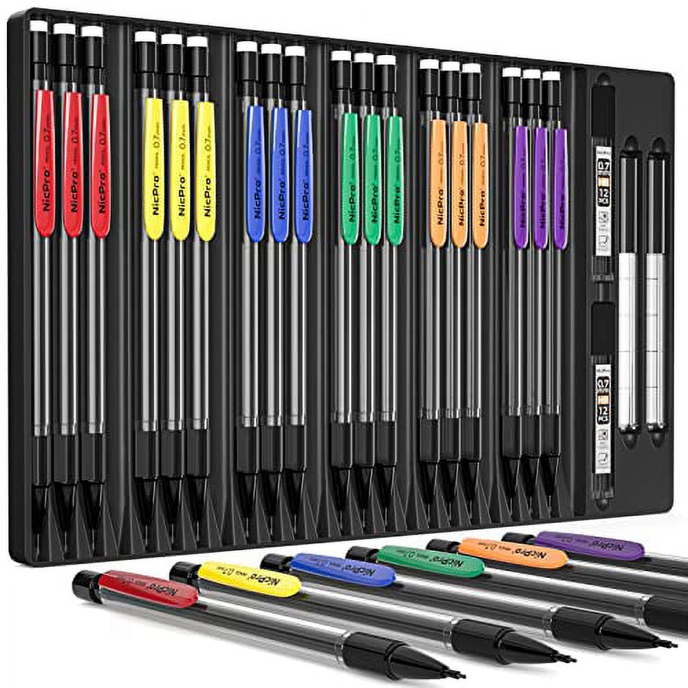 Nicpro 24 PCS 0.7 Mechanical Pencils Set, Led Pencils Big Pack for ...