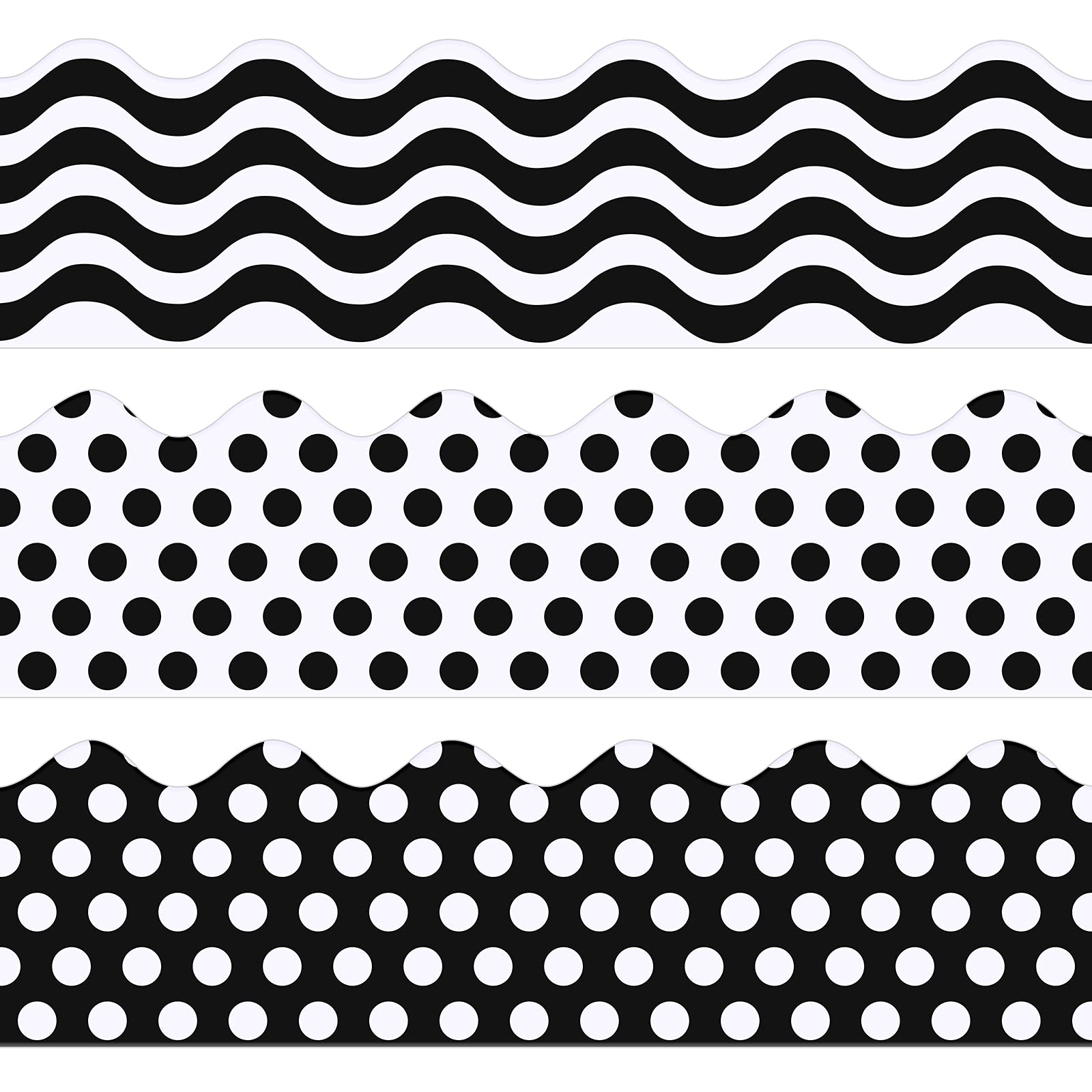 59 Feet Black and White Bulletin Board Borders Polka Dot Bulletin Board ...