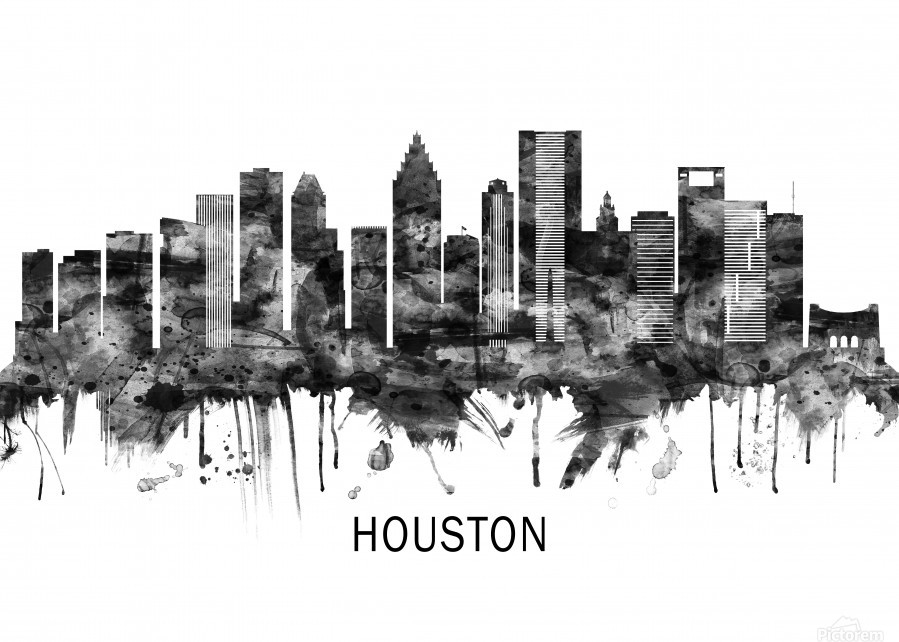 Houston Texas Skyline BW - Towseef Dar - Clip Art Library