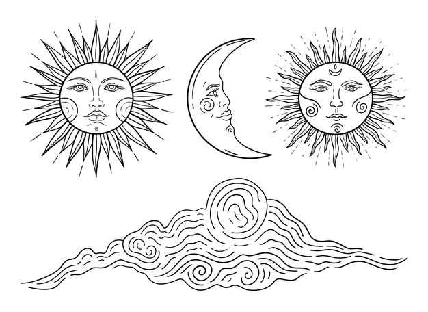 Free clip black and white sun and moon, Download Free clip black and ...