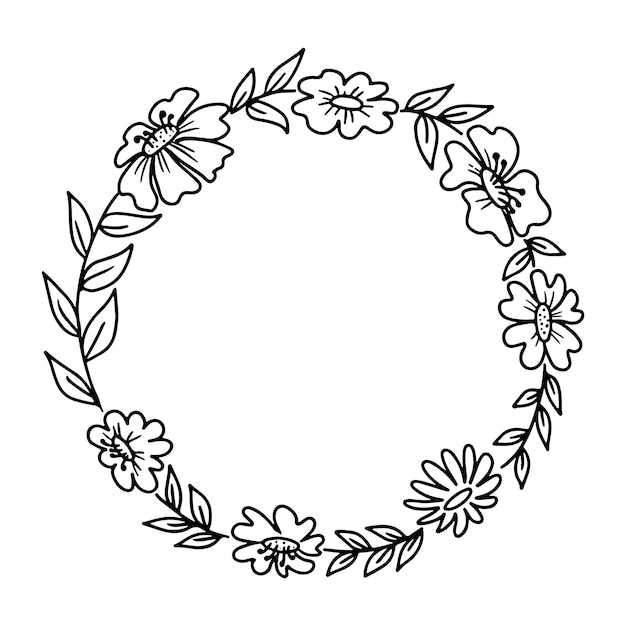 Floral Wreath Clipart Black White Images - Free Download on Freepik ...