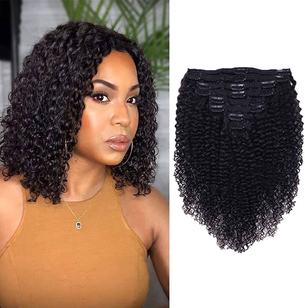 Clip In Extension 3C 4A Kinky Curly Full Head for Black Women Brazilian ...