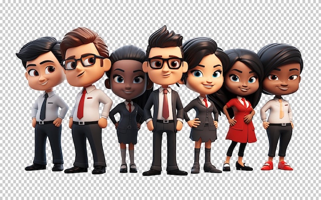 Premium PSD | 3d cartoon character group of young business people ...