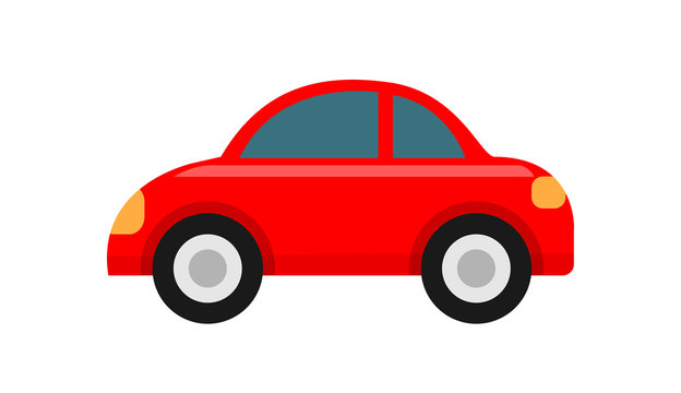 red car icon isolated on white background, clip art car red cute ...