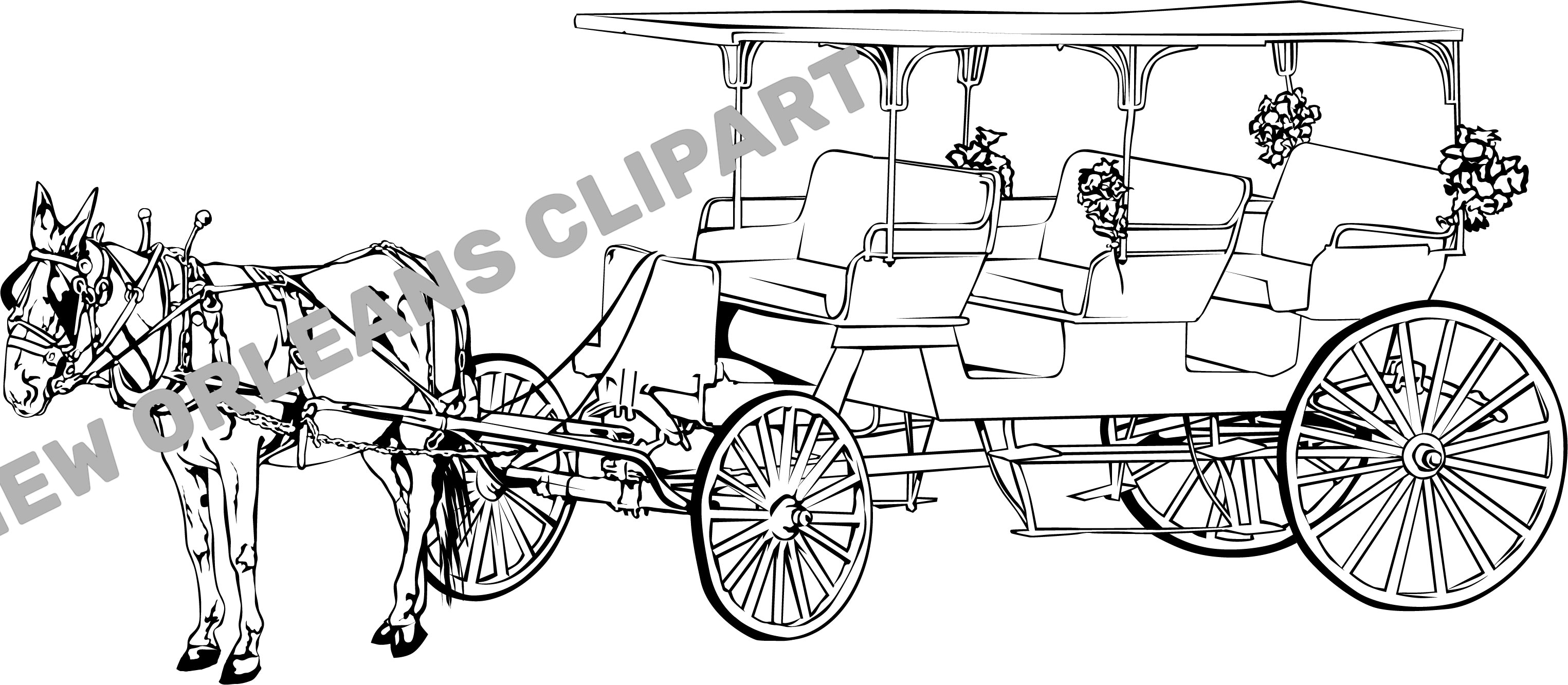 New Orleans Horse-Drawn Carriage - New Orleans Online Clip Art - Clip ...