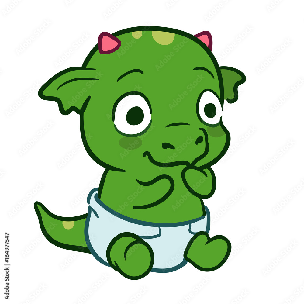 Cute Babe Green Baby Dragons PNG Clip Art EPS Vector Set Clip Art Library