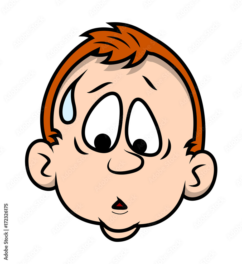 Scared sweat Cartoon Boy Face - clip-art cartoon vector Stock ...