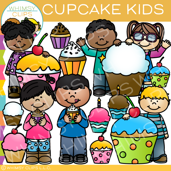 Cupcake Kids Clip Art – Whimsy Clips - Clip Art Library