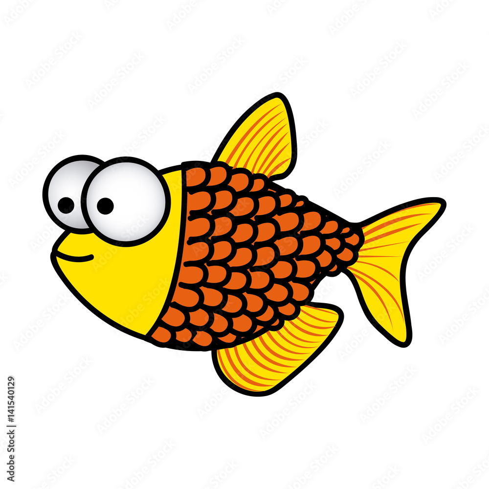 Cute cartoon small fish. Vector clip art illustration with simple