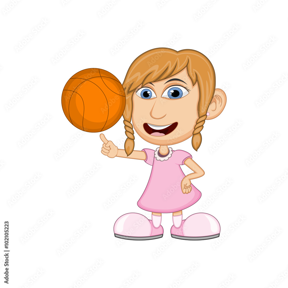 Free clip cartoon girl playing basketball, Download Free clip cartoon ...