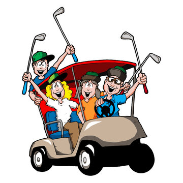 Golf cart transportation cartoon character Vector Image - Clip Art Library