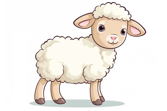 Cartoon Happy Lamb On The Grass Stock Illustration - Download ...