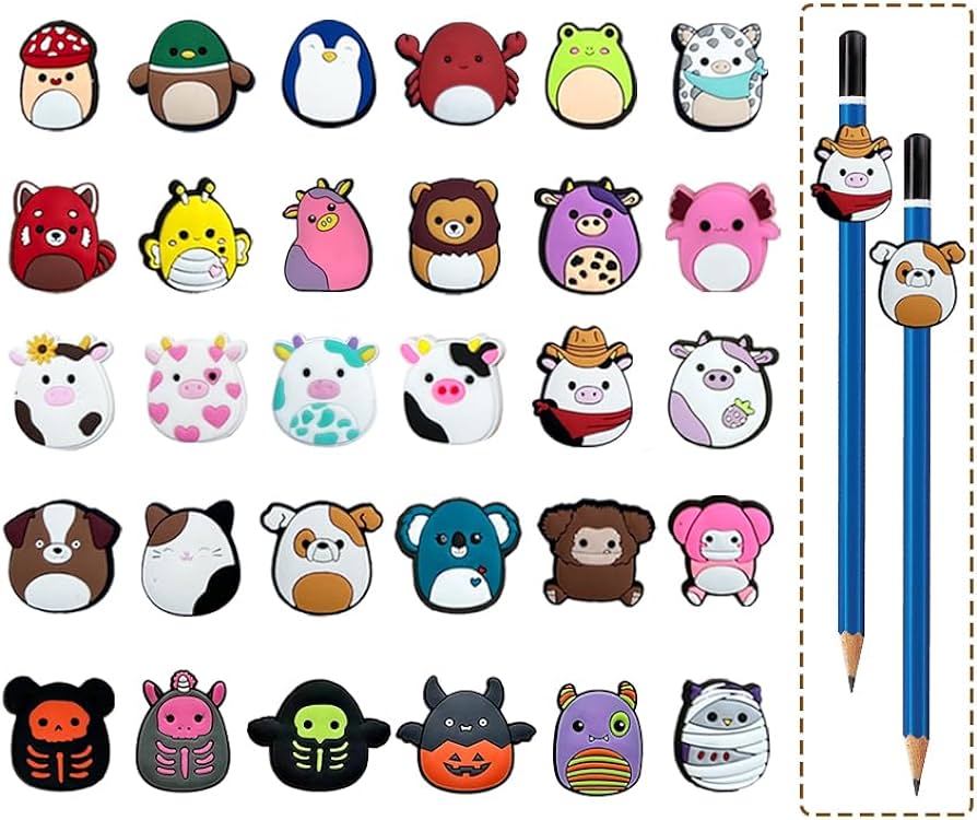 25 Pieces Pencil Toppers Decoration Cute Cartoon Pen Toppers PVC ...