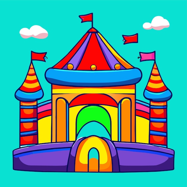 Premium Vector | Bouncy castles for children amusement colorful ...