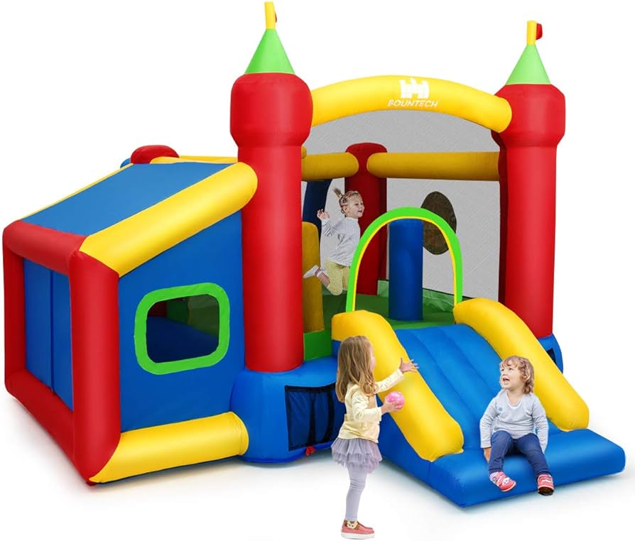 COSTWAY Inflatable Bouncy Castle, Jumping Castle with Slide, Play ...